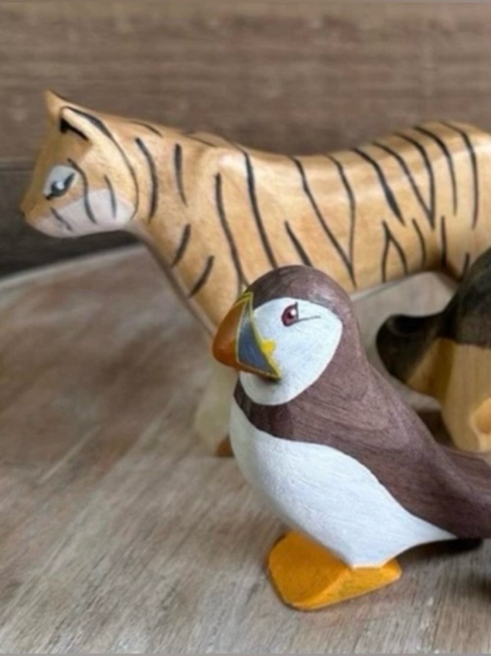 Nom Handcrafted Tiger - Wooden Animal Lot Waldorf Montessori Open Ended Toys
